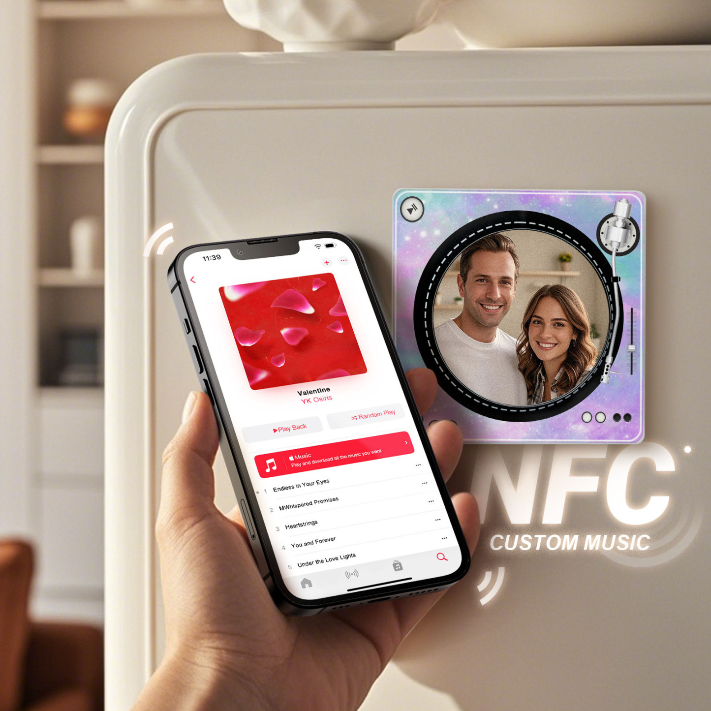 Custom Rotating Double Layer Acrylic Nfc Fridge Magnets With  Photos And Songs Magnetic Fridge Magnets -  - myphotowallet