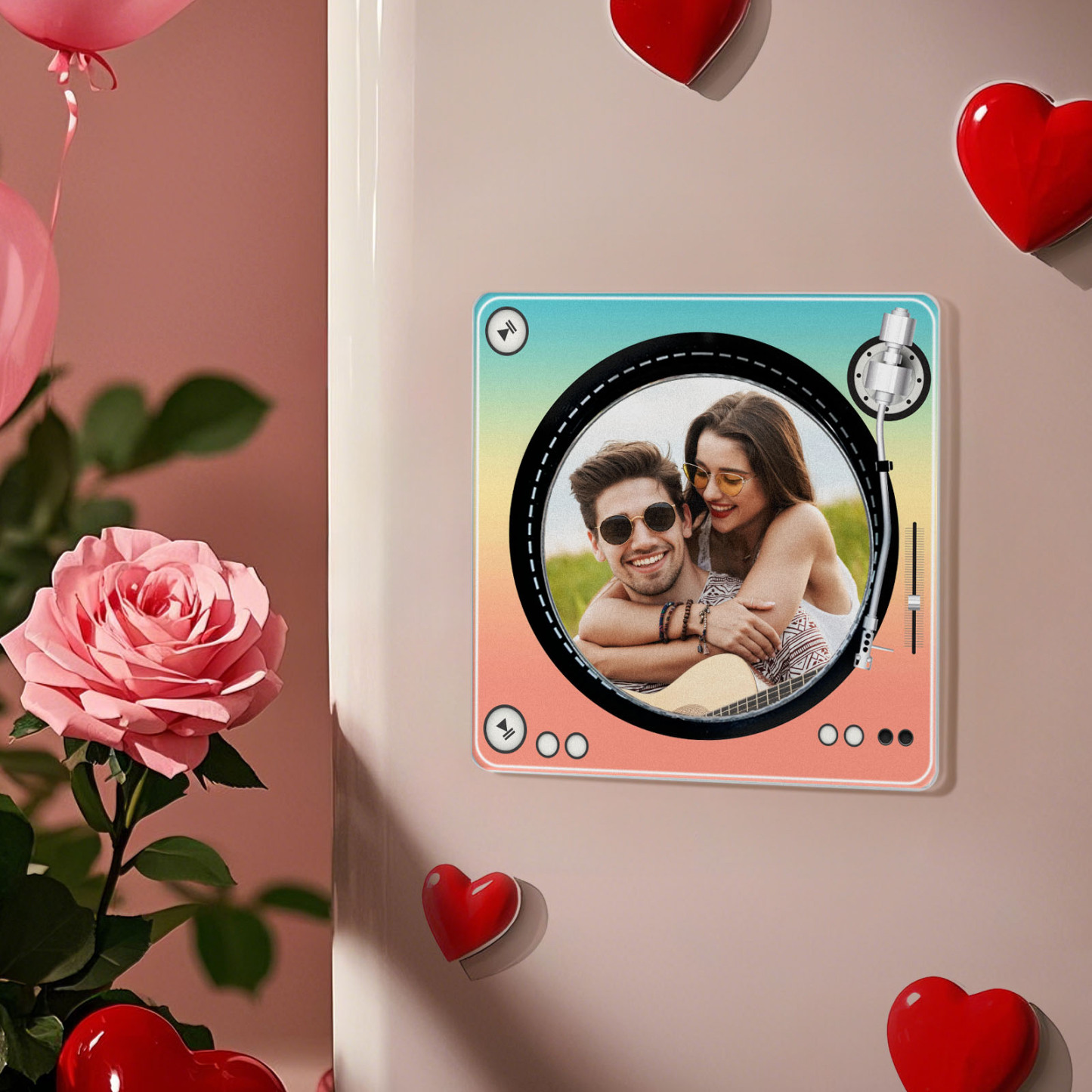 Custom Rotating Double Layer Acrylic Nfc Fridge Magnets With  Photos And Songs Magnetic Fridge Magnets -  - myphotowallet