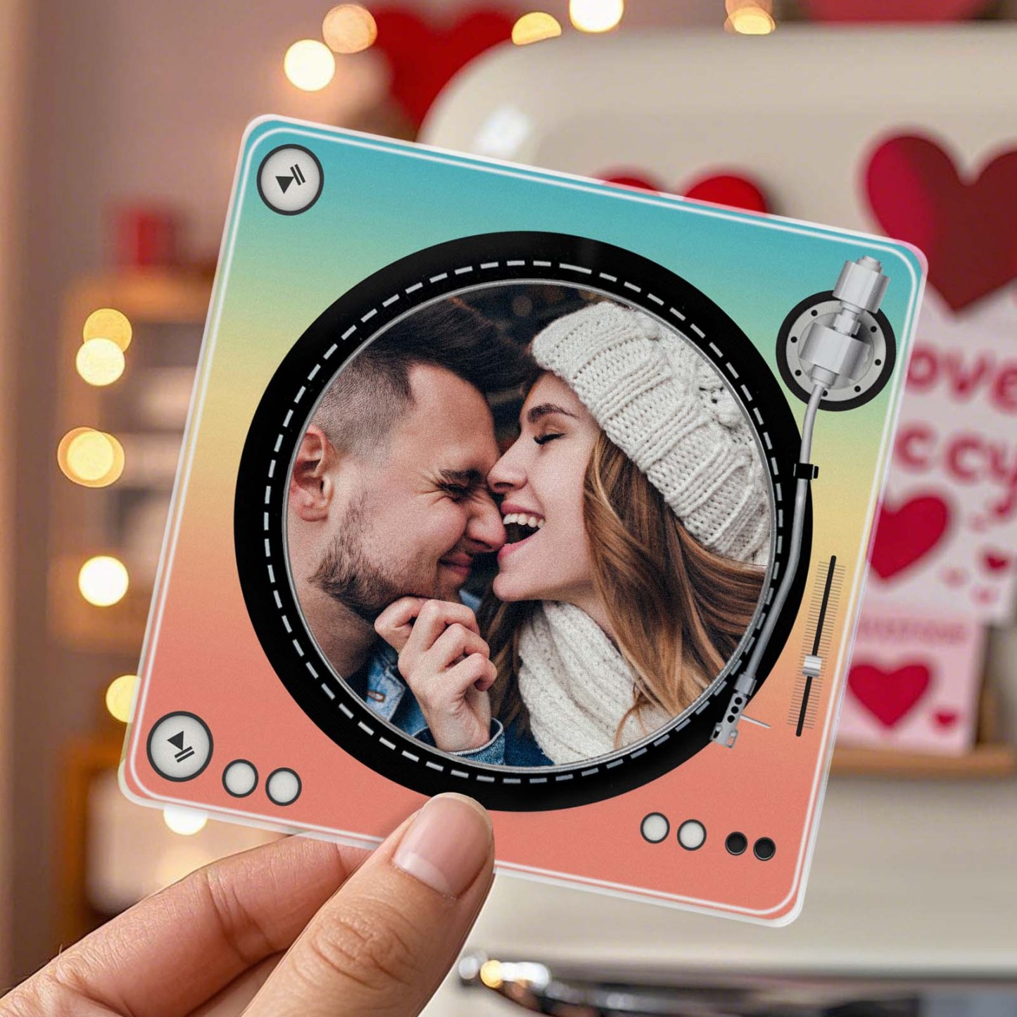 Custom Rotating Double Layer Acrylic Nfc Fridge Magnets With  Photos And Songs Magnetic Fridge Magnets -  - myphotowallet