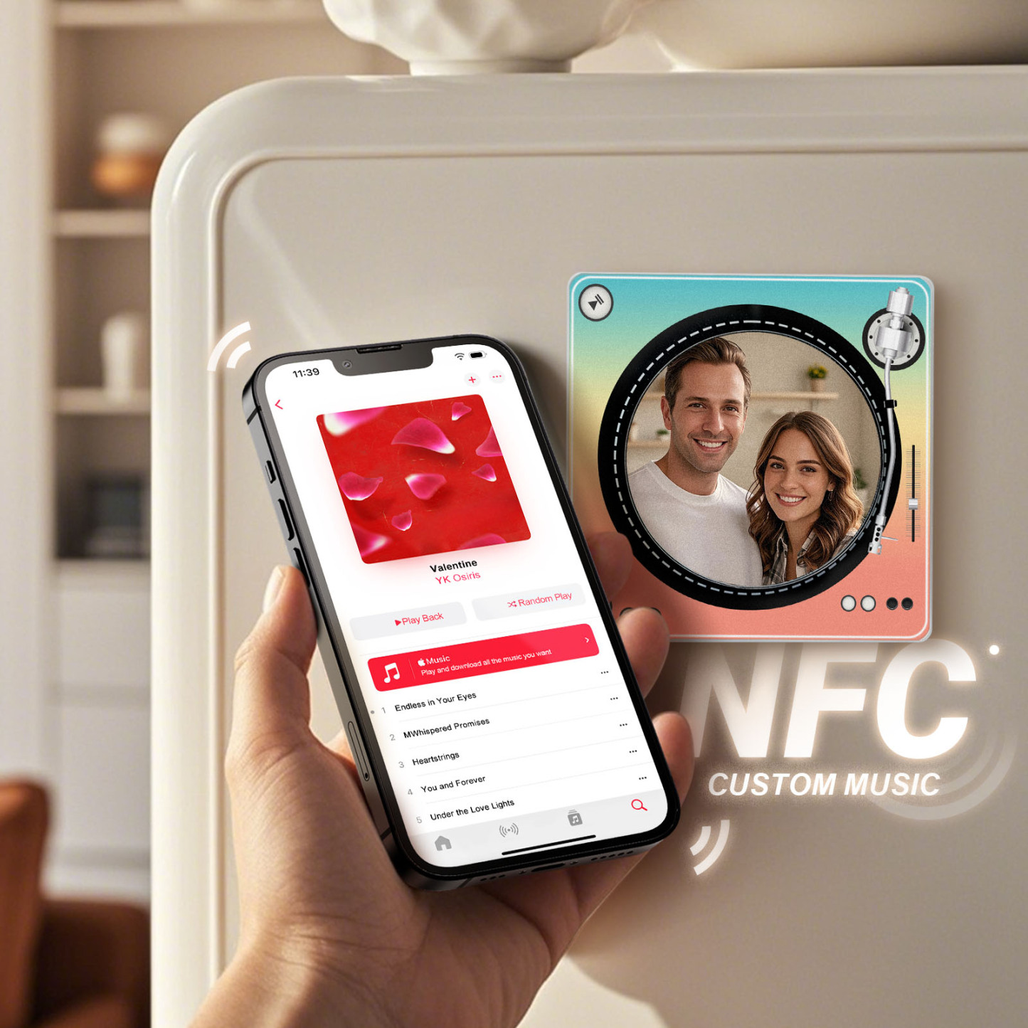 Custom Rotating Double Layer Acrylic Nfc Fridge Magnets With  Photos And Songs Magnetic Fridge Magnets -  - myphotowallet