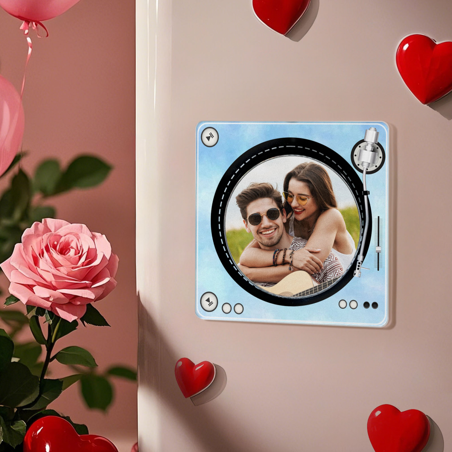 Custom Rotating Double Layer Acrylic Nfc Fridge Magnets With  Photos And Songs Magnetic Fridge Magnets -  - myphotowallet