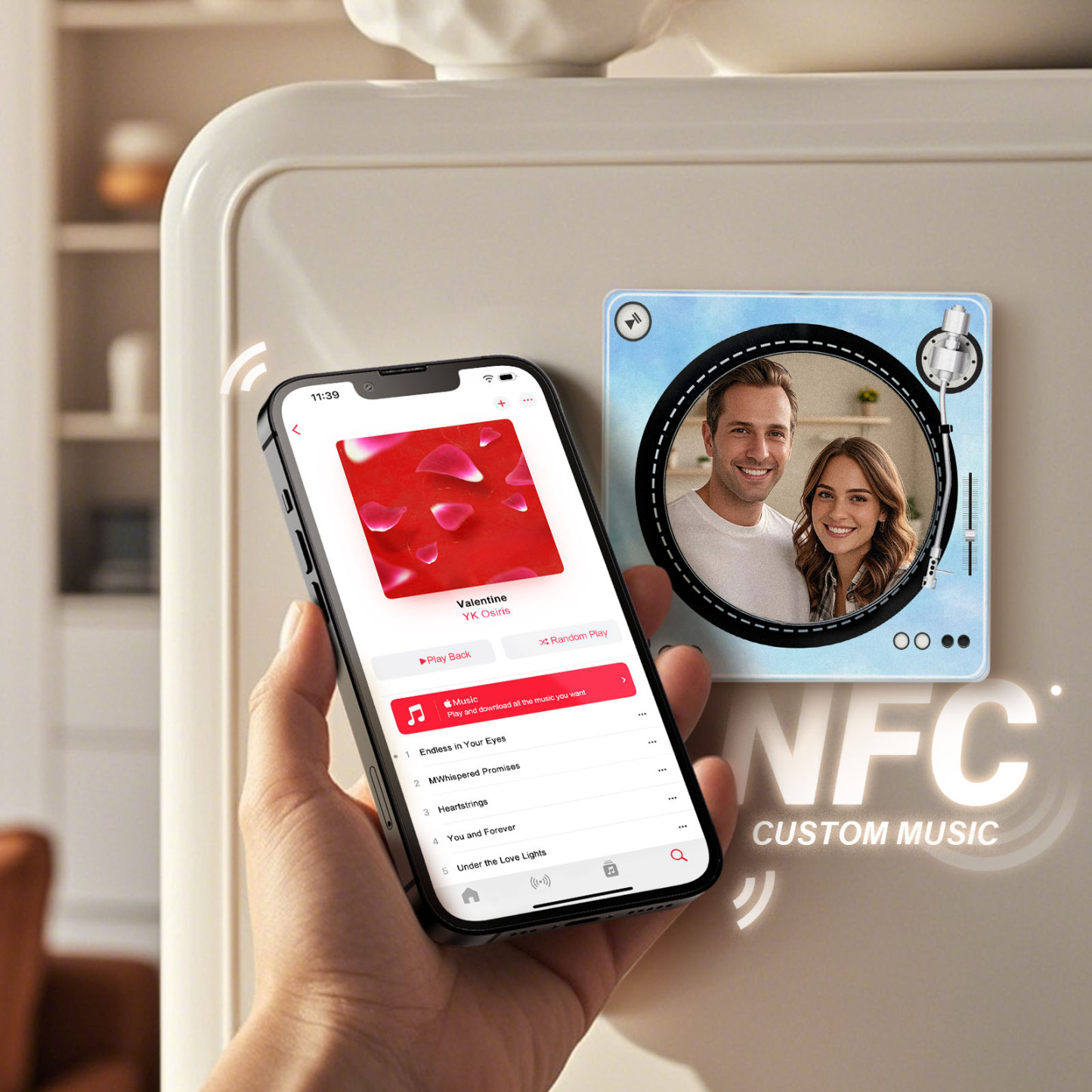 Custom Rotating Double Layer Acrylic Nfc Fridge Magnets With  Photos And Songs Magnetic Fridge Magnets -  - myphotowallet