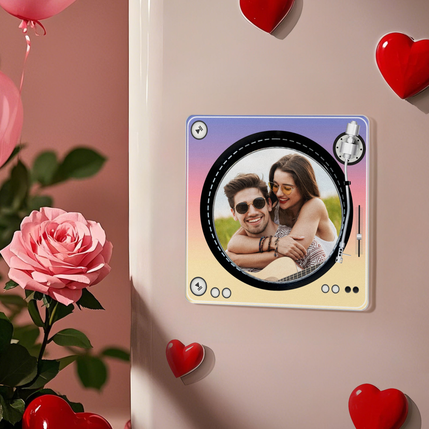 Custom Rotating Double Layer Acrylic Nfc Fridge Magnets With  Photos And Songs Magnetic Fridge Magnets -  - myphotowallet