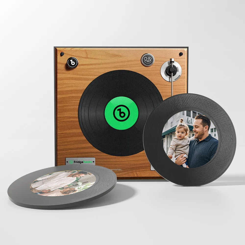 New 5.0 Upgrade Custom Music And Photo Fridge Magnet Personalized Vintage Record Fridge Magnet Father's Day Gifts - 
