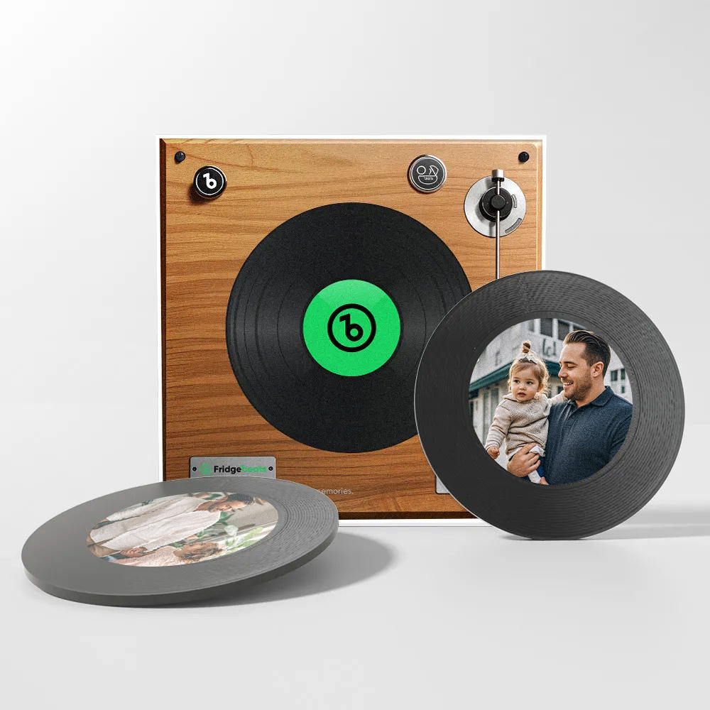 New 5.0 Upgrade Custom Music And Photo Fridge Magnet Personalized Vintage Record Fridge Magnet Father's Day Gifts - 