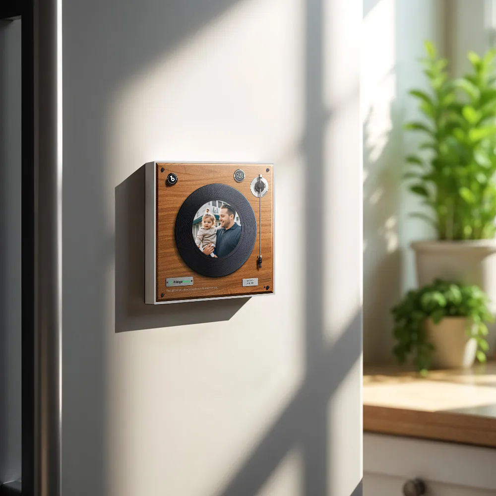 New 5.0 Upgrade Custom Music And Photo Fridge Magnet Personalized Vintage Record Fridge Magnet Father's Day Gifts - 