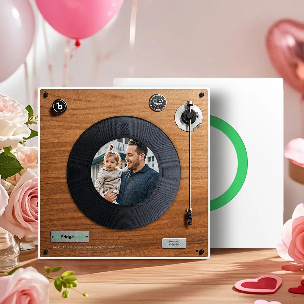 New 5.0 Upgrade Custom Music And Photo Fridge Magnet Personalized Vintage Record Fridge Magnet Father's Day Gifts - 