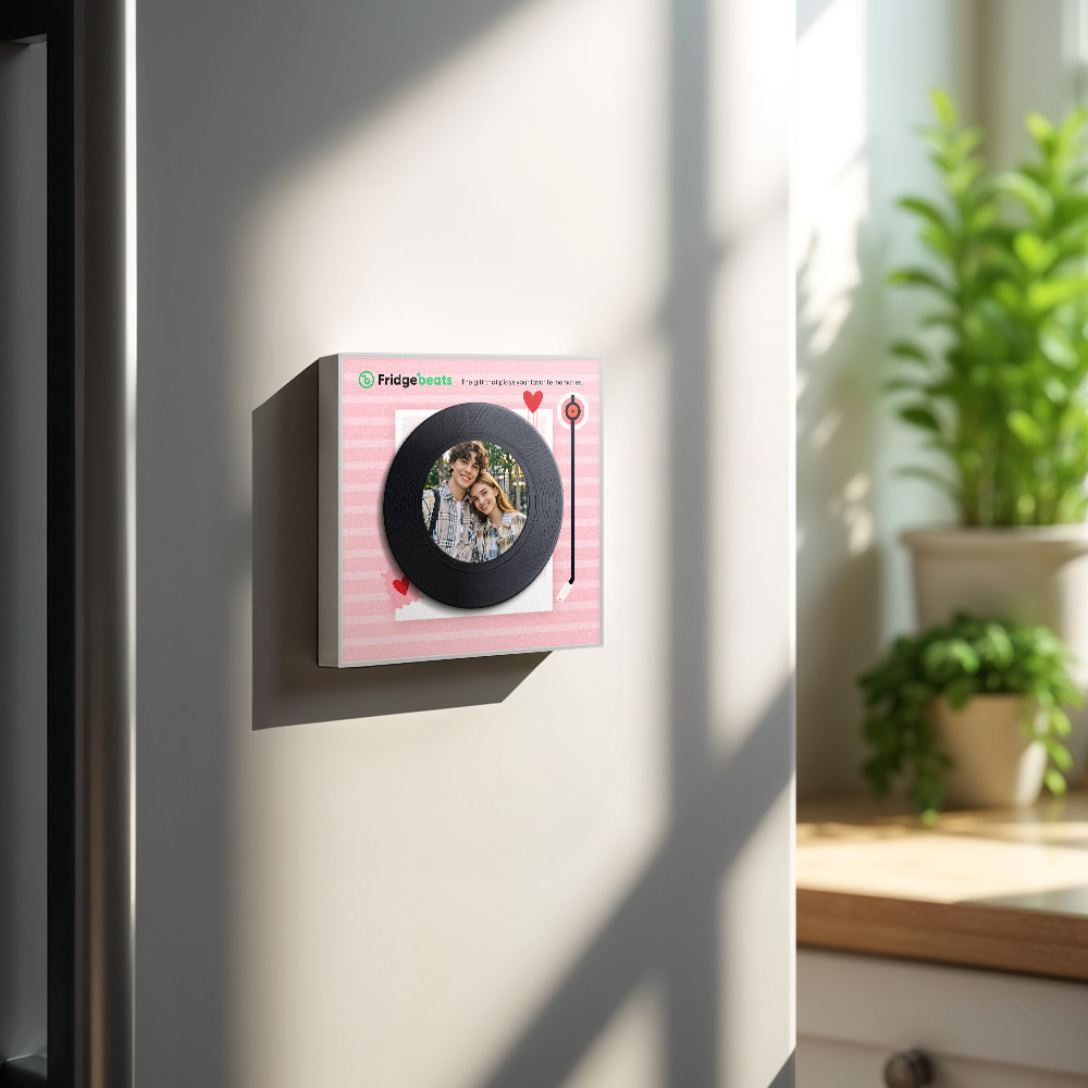 Custom Music and Photo Fridge Magnet NFC Song Fridge Magnets Pink Gifts for Couple - Get Photo Blanket