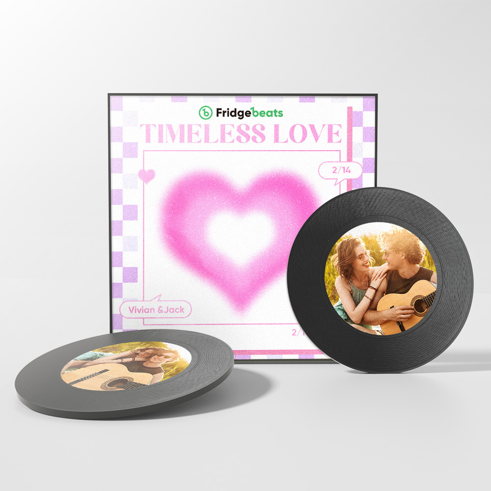 Custom Music And Photo Fridge Magnet Personalized Pink Heart Fridge Magnet Valentine's Day Gift for Couple - Get Photo Blanket