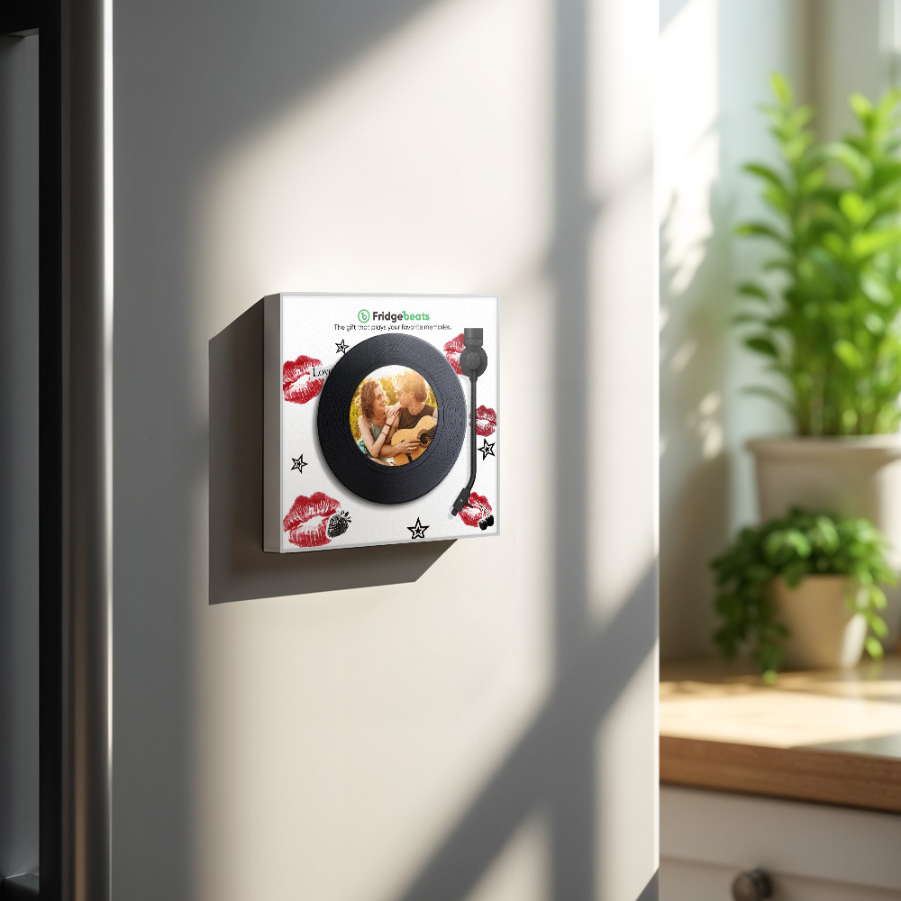 Custom Music And Photo Fridge Magnet Personalized Lip Fridge Magnet Valentine's Gift for Couple - myphotowallet