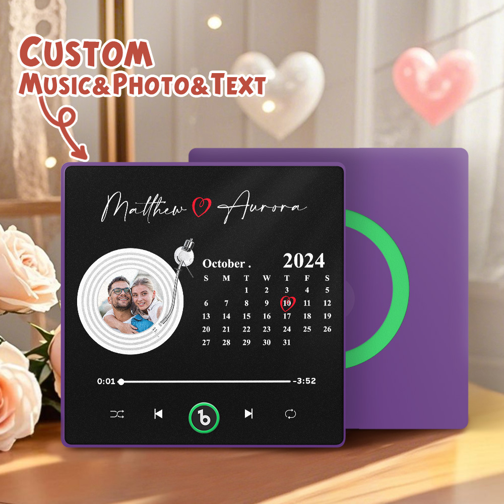 Upgrade Photo Colorful Album Fridge Magnet Personalized Music Fridge Magnet with Custom Name & Photo Fridge Magnet FridgeBeats Pro Supports Bluetooth Connectivity Funny Gift for Couples Valentine's Day Gift