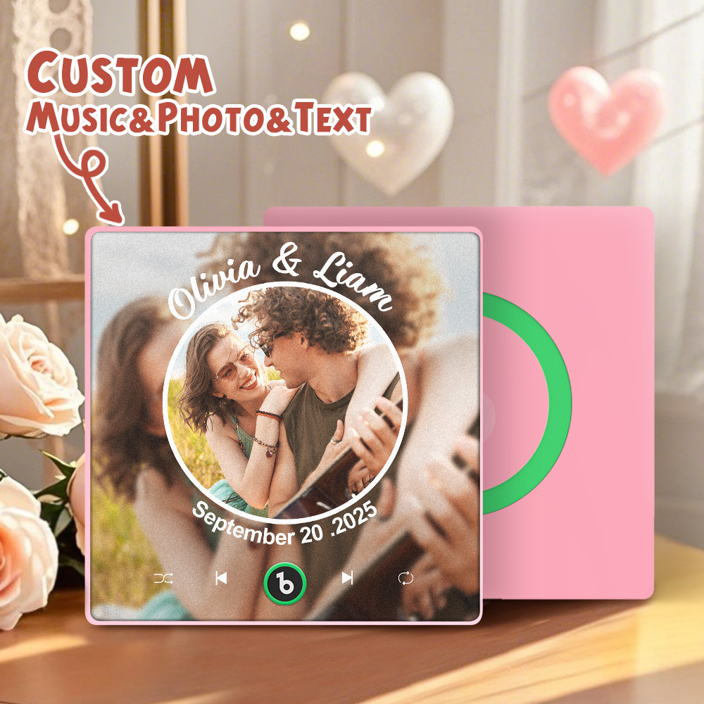 Upgrade Photo Colorful Album Fridge Magnet Personalized Music Fridge Magnet with Custom Name & Photo Fridge Magnet FridgeBeats Pro Supports Bluetooth Connectivity Funny Gift for Couples Valentine's Day Gift