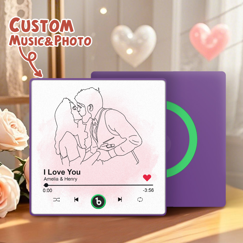 Upgrade Photo Colorful Album Fridge Magnet Personalized Music Fridge Magnet with Custom Name & Photo Fridge Magnet FridgeBeats Pro Supports Bluetooth Connectivity Funny Gift for Couples Valentine's Day Gift