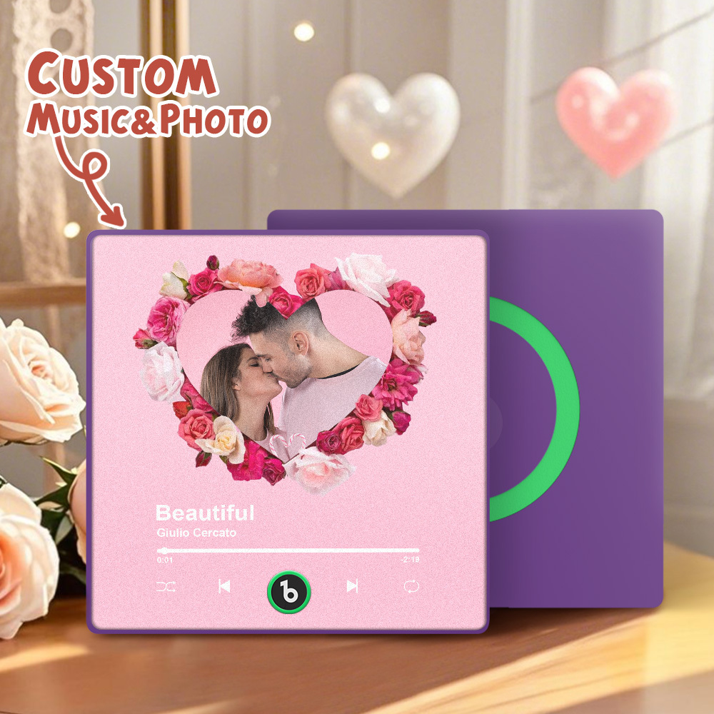 Upgrade Photo Colorful Album Fridge Magnet Personalized Music Fridge Magnet with Custom Name & Photo Fridge Magnet FridgeBeats Pro Supports Bluetooth Connectivity Funny Gift for Couples Valentine's Day Gift