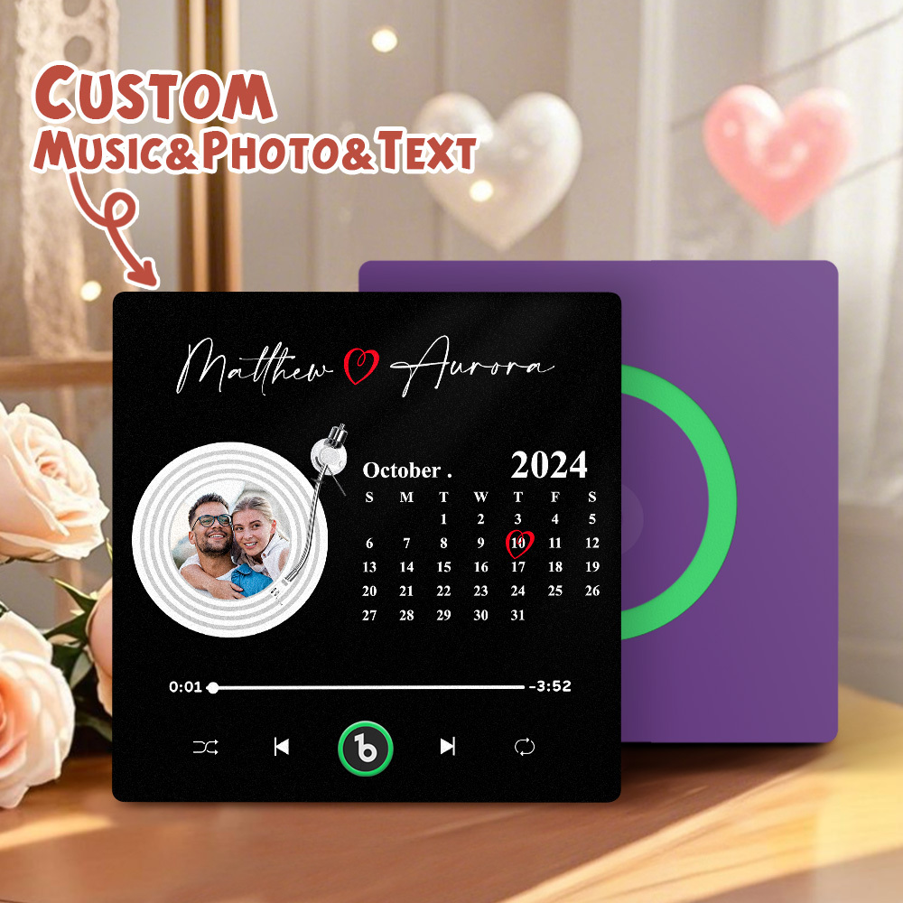 Upgrade Photo Colorful Album Fridge Magnet Personalized Music Fridge Magnet with Custom Name & Photo Fridge Magnet FridgeBeats Pro Supports Bluetooth Connectivity Funny Gift for Couples Valentine's Day Gift