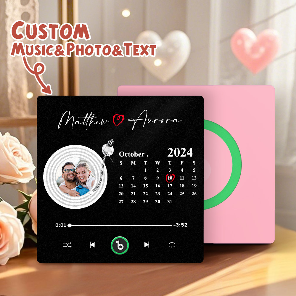 Upgrade Photo Colorful Album Fridge Magnet Personalized Music Fridge Magnet with Custom Name & Photo Fridge Magnet FridgeBeats Pro Supports Bluetooth Connectivity Funny Gift for Couples Valentine's Day Gift
