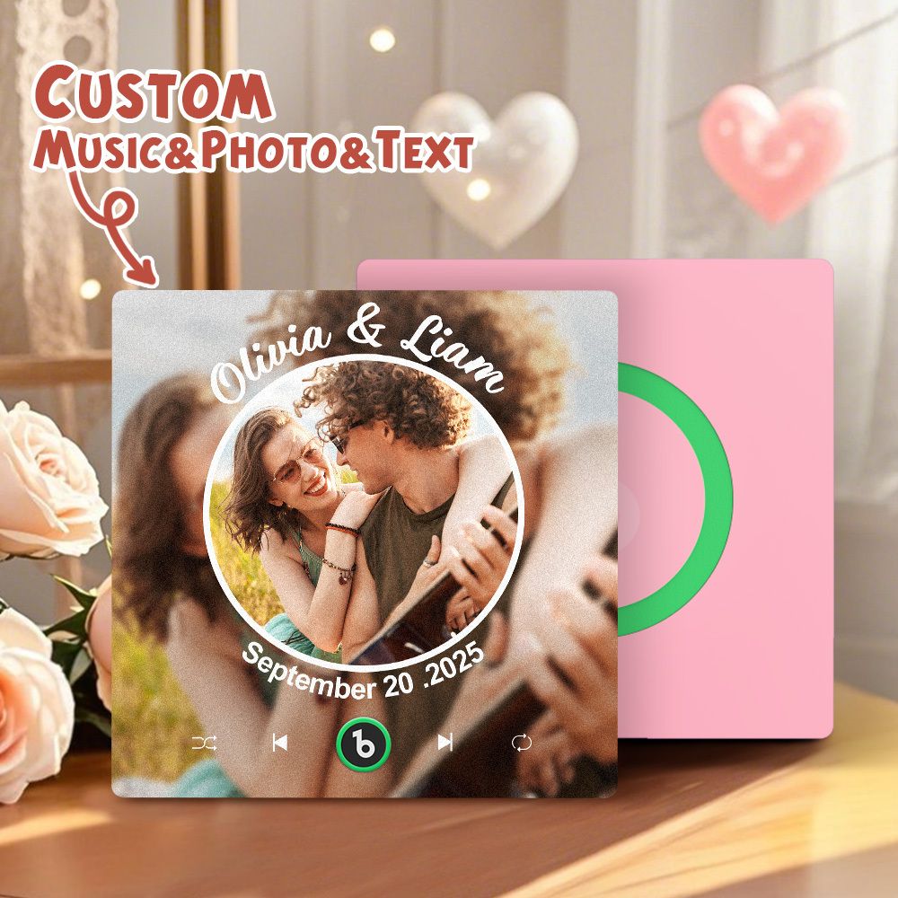 Upgrade Photo Colorful Album Fridge Magnet Personalized Music Fridge Magnet with Custom Name & Photo Fridge Magnet FridgeBeats Pro Supports Bluetooth Connectivity Funny Gift for Couples Valentine's Day Gift