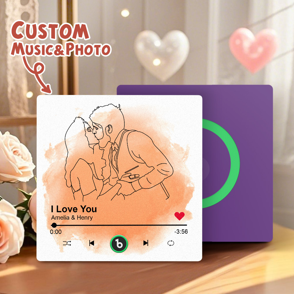 Upgrade Photo Colorful Album Fridge Magnet Personalized Music Fridge Magnet with Custom Name & Photo Fridge Magnet FridgeBeats Pro Supports Bluetooth Connectivity Funny Gift for Couples Valentine's Day Gift