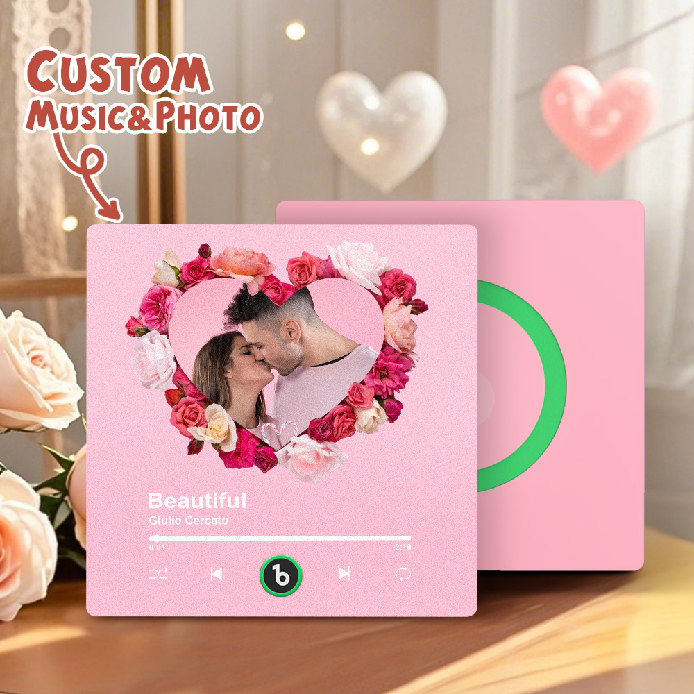 Upgrade Photo Colorful Album Fridge Magnet Personalized Music Fridge Magnet with Custom Name & Photo Fridge Magnet FridgeBeats Pro Supports Bluetooth Connectivity Funny Gift for Couples Valentine's Day Gift