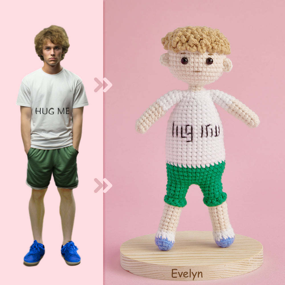 Full Body Customizable 1 Person Custom Crochet Doll Personalized Gifts Handwoven Mini Dolls - Hug Me Boy - Myphotowallet