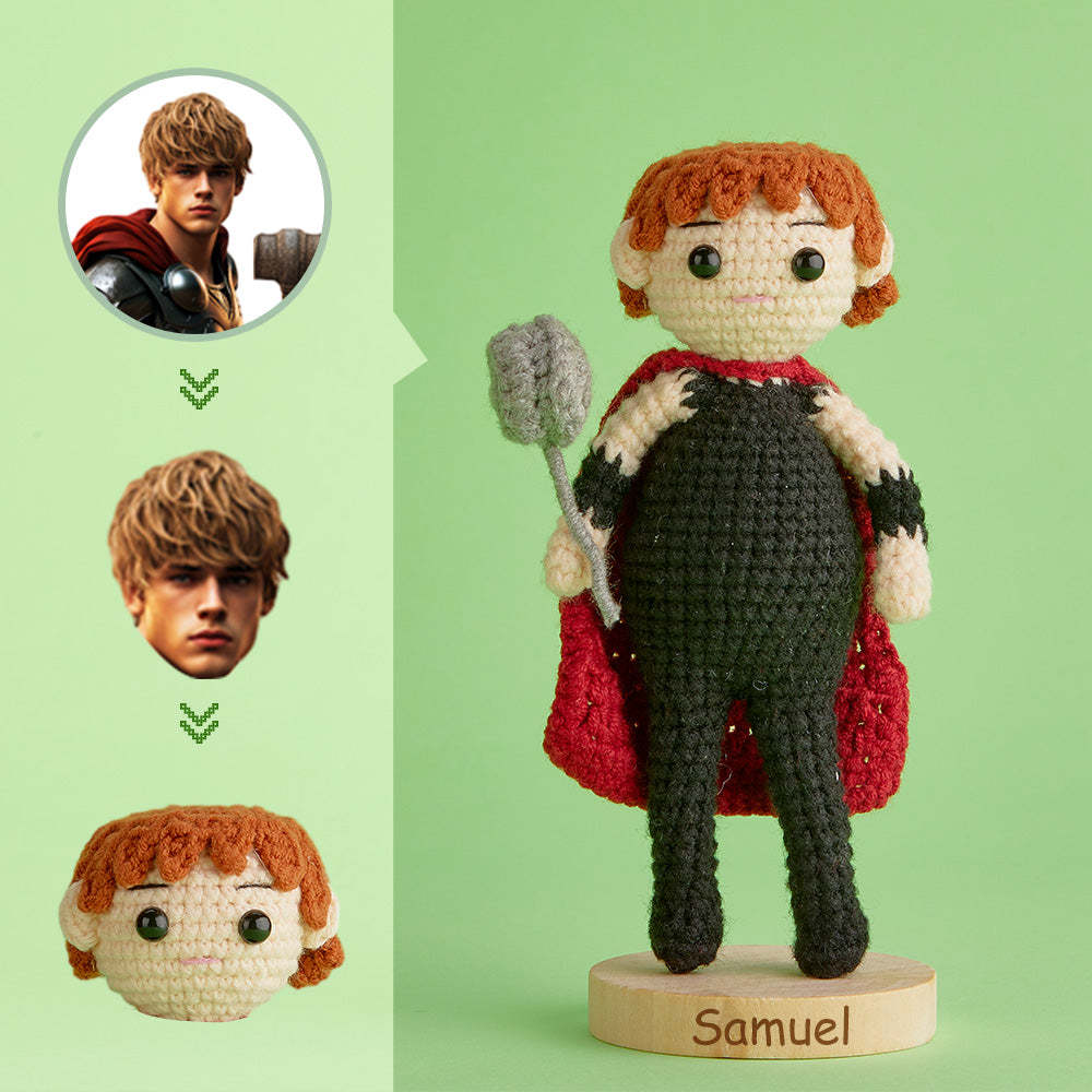 Custom Face Crochet Doll Personalized Gifts Handwoven Mini Dolls - Thor - Myphotowallet