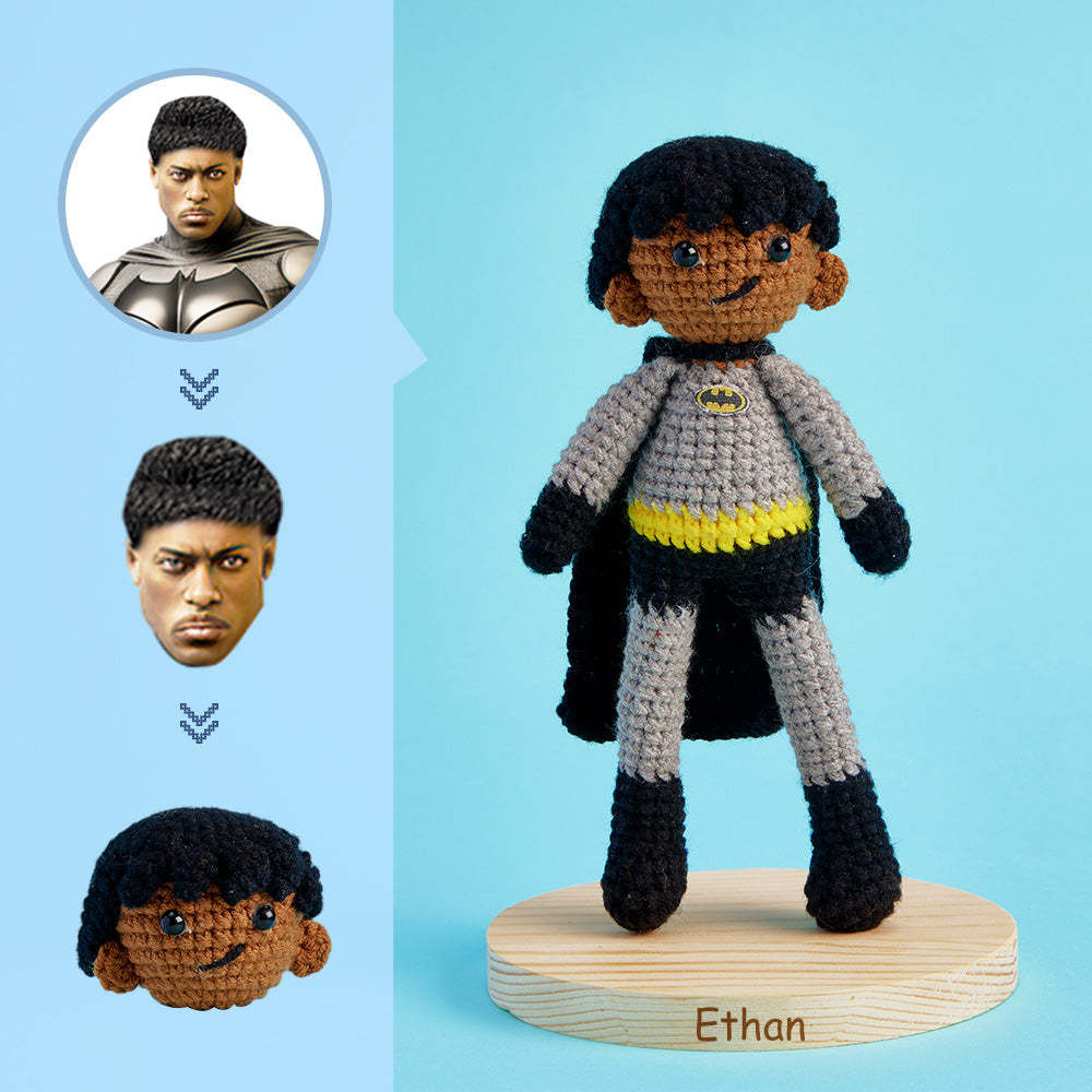Custom Face Crochet Doll Personalized Handwoven Mini Dolls Gifts - Batman - Myphotowallet