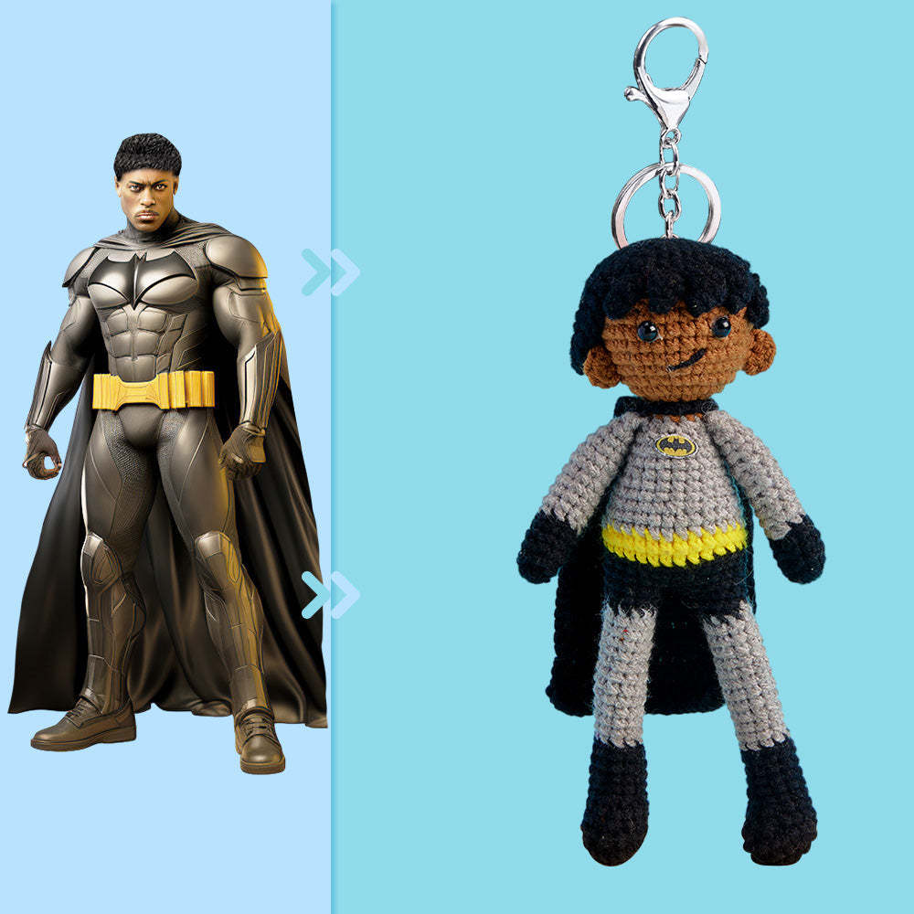 Full Body Customizable 1 Person Custom Crochet Doll Personalized Handwoven Mini Dolls Gifts - Batman - Myphotowallet