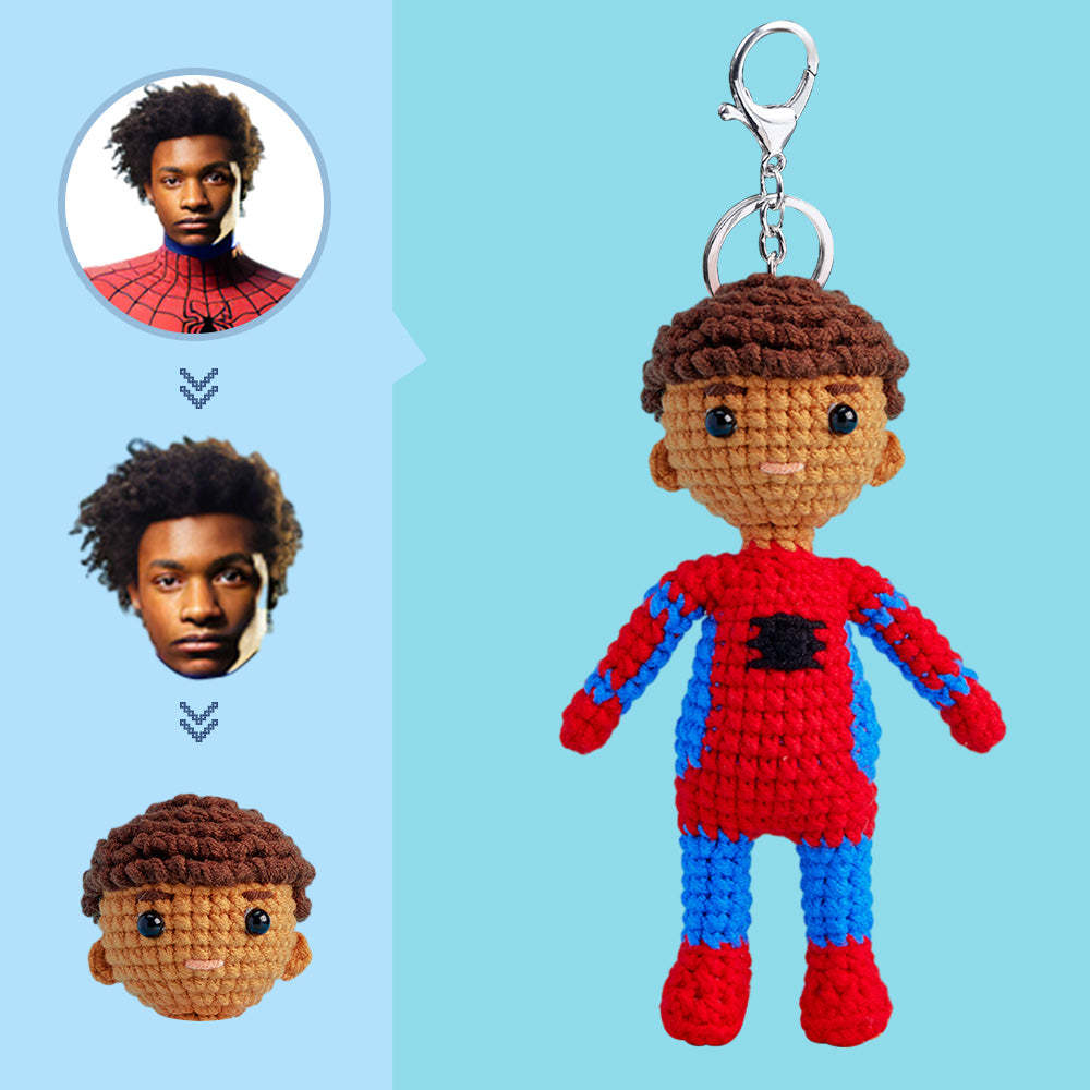 Custom Face Crochet Doll Personalized Gifts Handwoven Mini Dolls - Spiderman - Myphotowallet