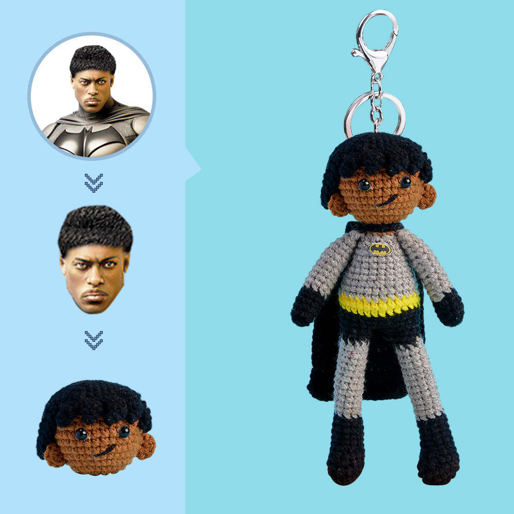 Custom Face Crochet Doll Personalized Handwoven Mini Dolls Gifts - Batman - Myphotowallet