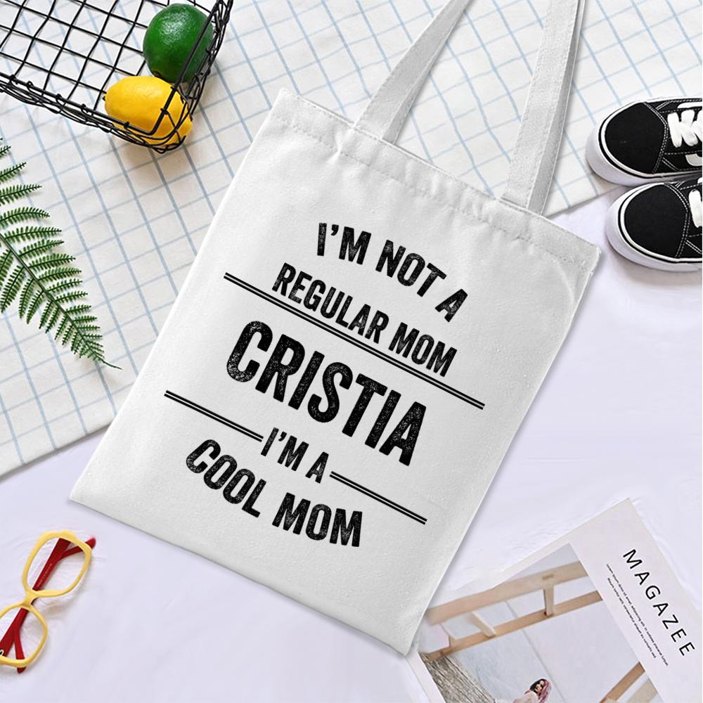 Gift for Mom Custom Canvas Tote Bag For Mom Personalized Beach Bag Reusable Storage Handbag -
