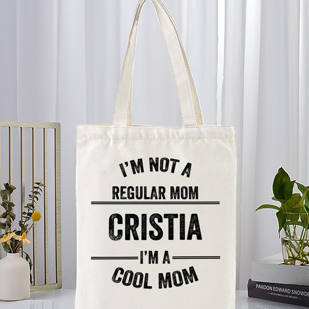 Gift for Mom Custom Canvas Tote Bag For Mom Personalized Beach Bag Reusable Storage Handbag -
