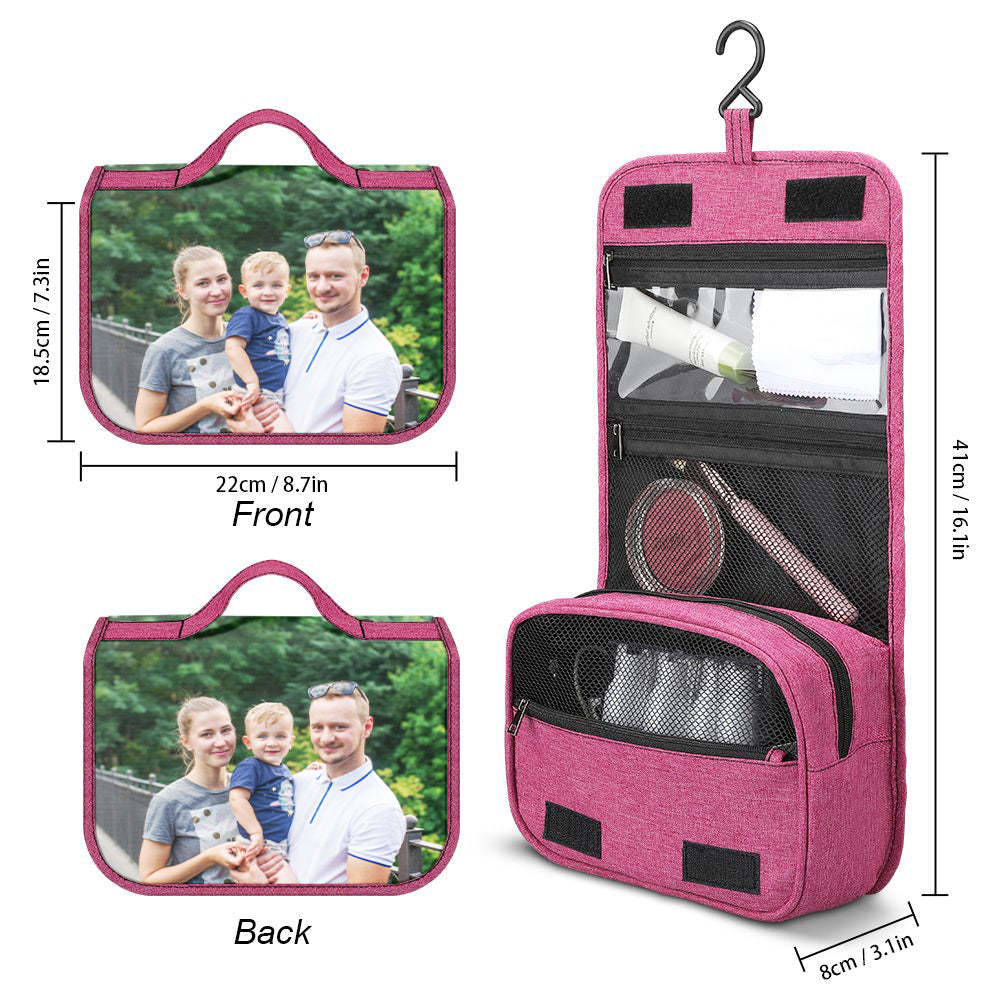Custom Photo Hanging Toiletry Bag Personalized Cosmetic Makeup Travel Organizer for Men and Women - 