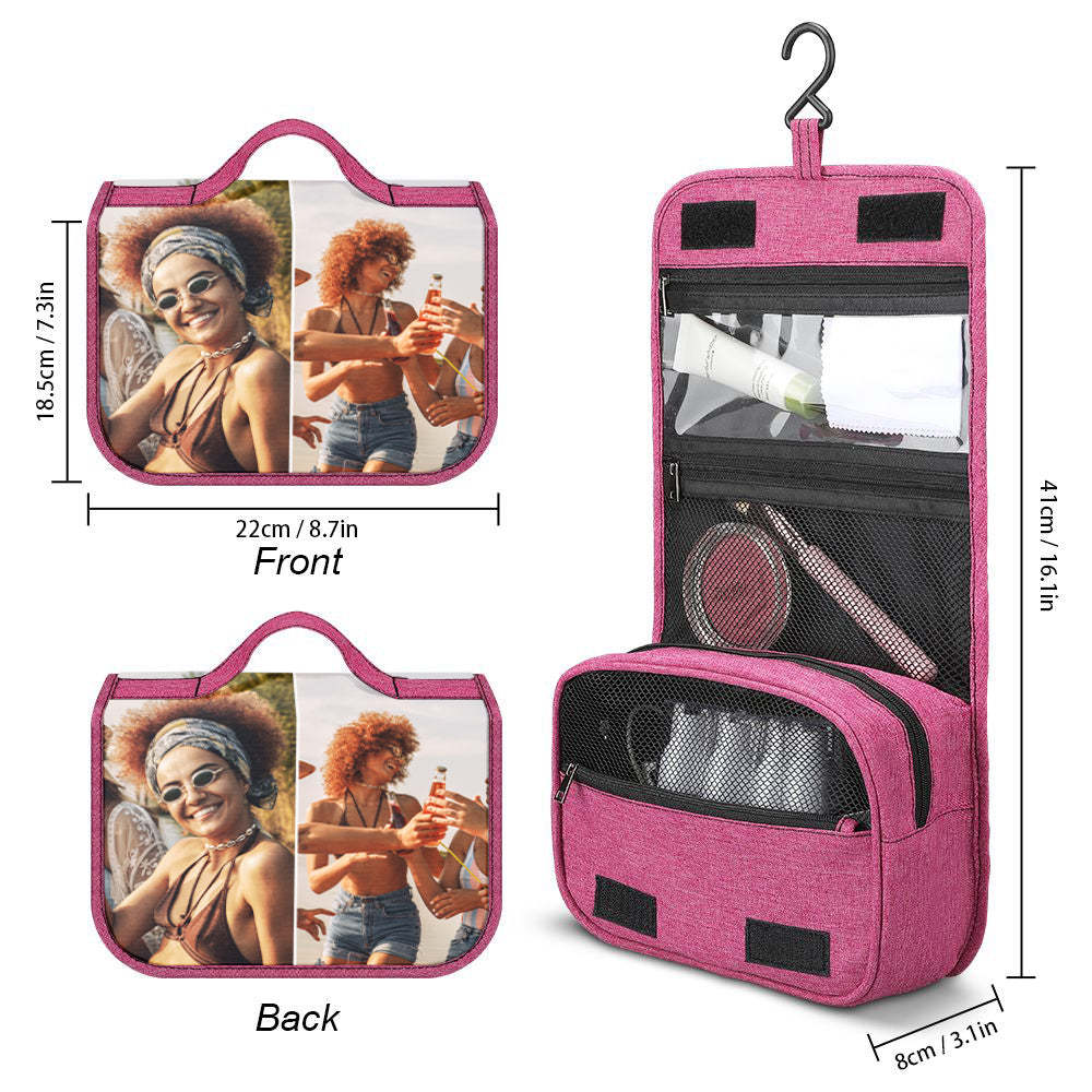 Custom Photo Hanging Toiletry Bag Personalized Cosmetic Makeup Travel Organizer for Men and Women -