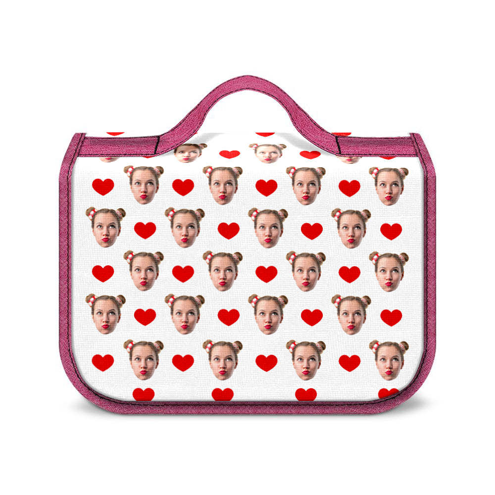 Custom Face Hanging Toiletry Bag Personalized White Cosmetic Makeup Travel Organizer for Men and Women -