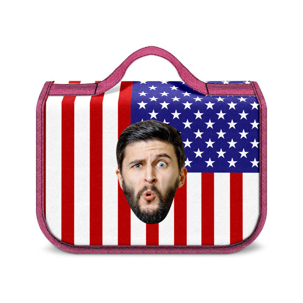 Custom Face Hanging Toiletry Bag Personalized Flag Cosmetic Makeup Travel Organizer for Men and Women - 