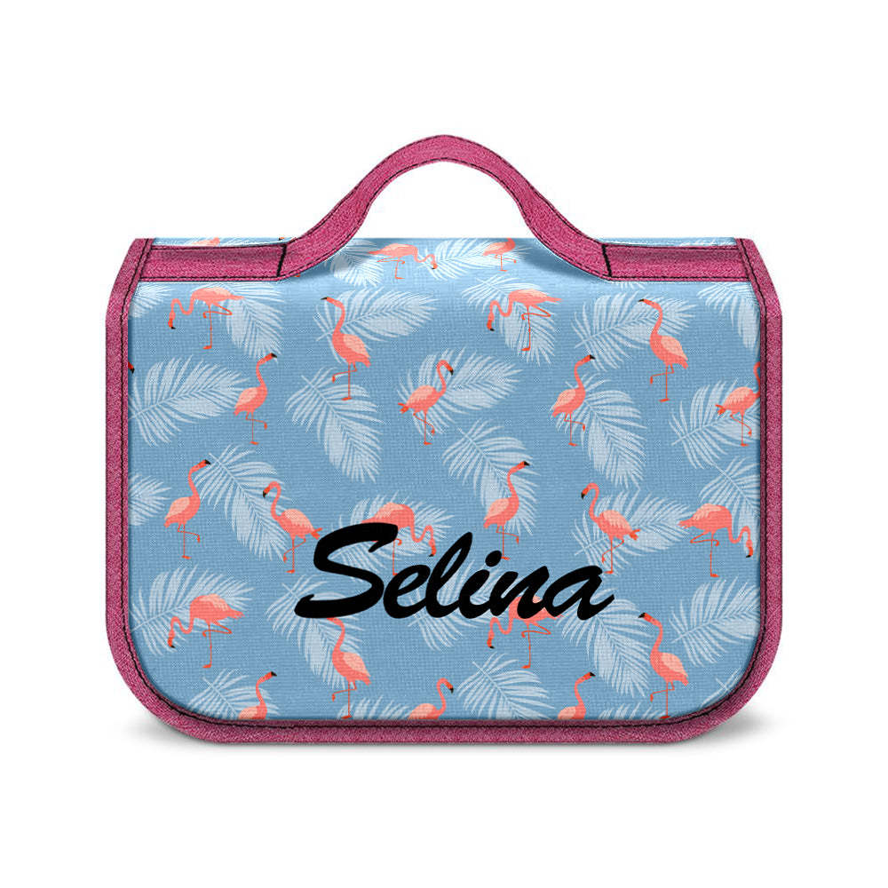 Custom Hanging Toiletry Bag Personalized Flamingo Cosmetic Makeup Travel Organizer for Men and Women -