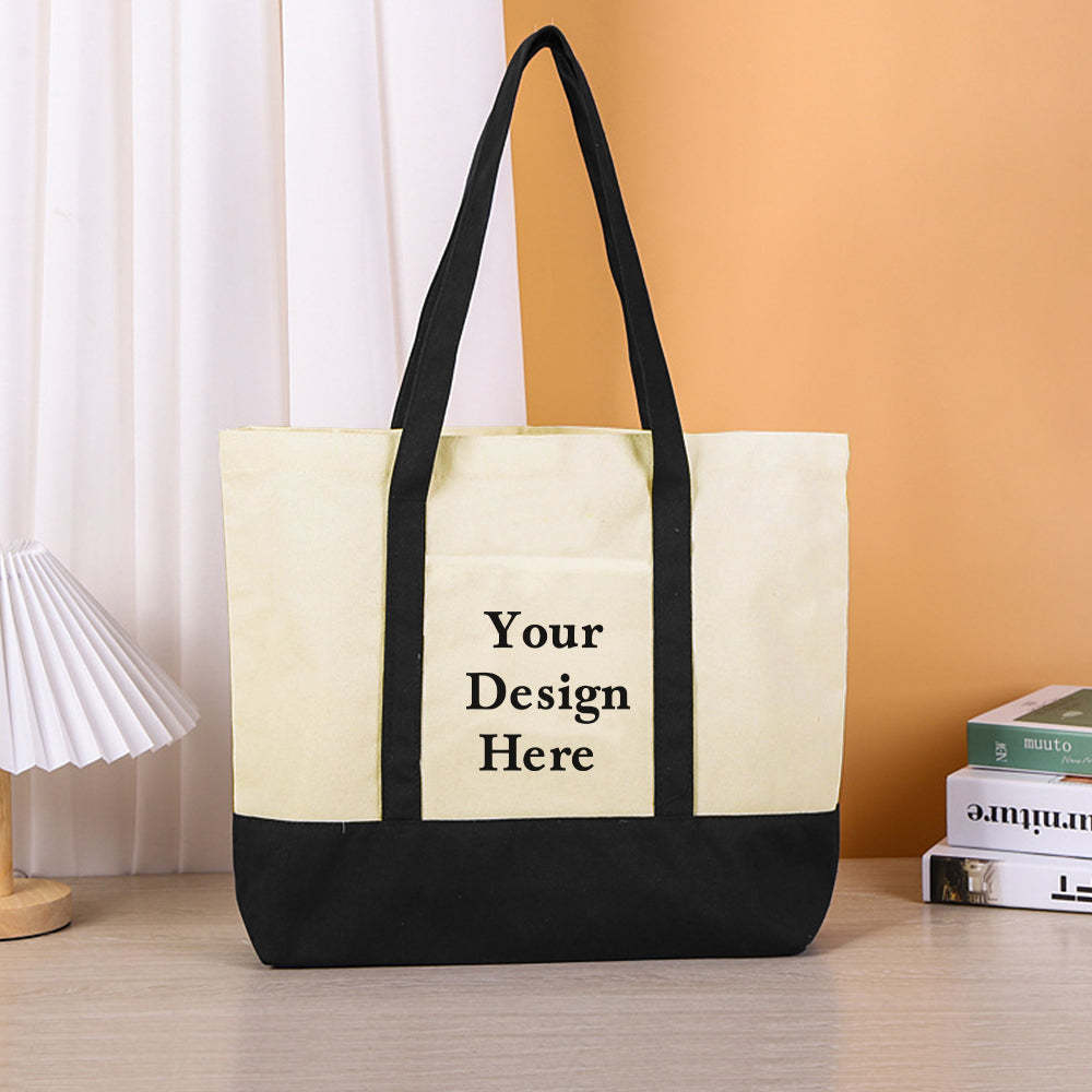 Custom Logo Canvas Tote Bag Personalized Beach Bag Gift for Women - 