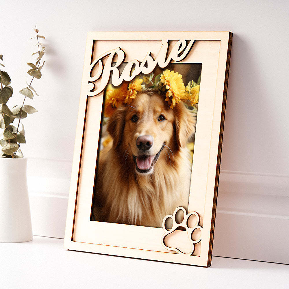 Custom Pet Photo Frame with Personalized Name Wooden Plaque - Myphotowallet