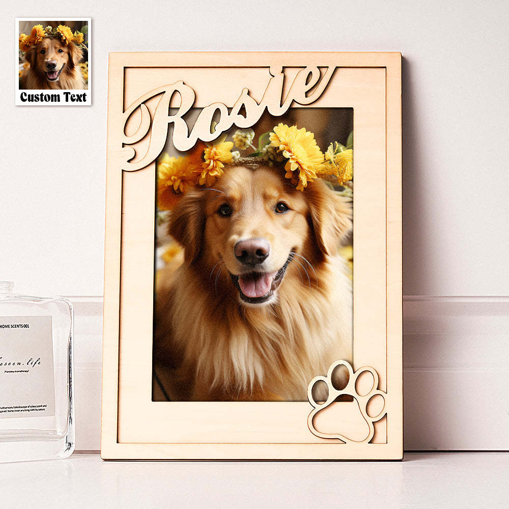 Custom Pet Photo Frame with Personalized Name Wooden Plaque - Myphotowallet