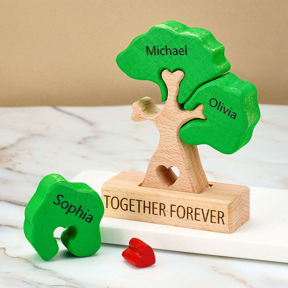 Wooden Family Tree Puzzle Custom Names Home Decor House Warming Gifts	 - myphotowallet