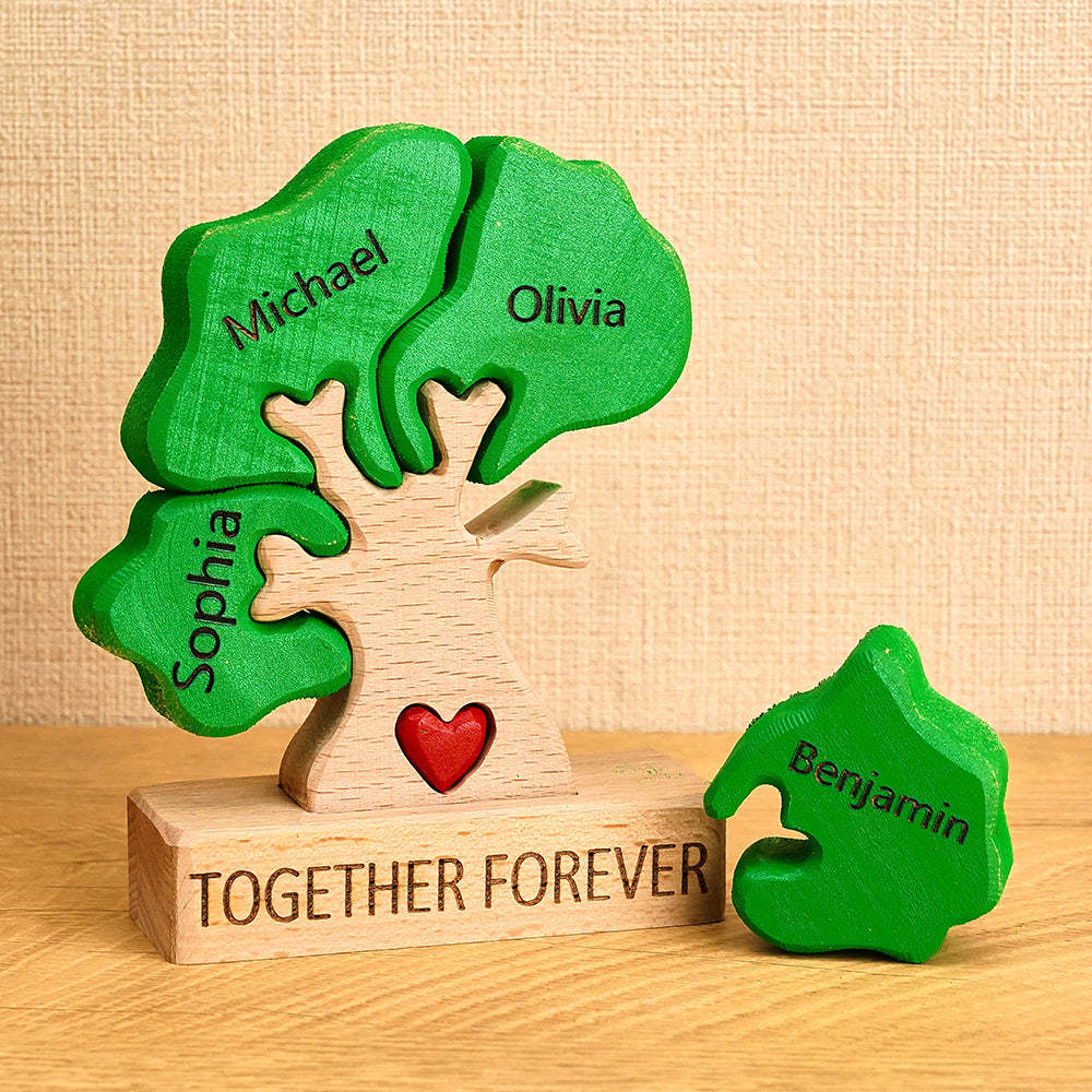 Wooden Family Tree Puzzle Custom Names Home Decor House Warming Gifts	 - myphotowallet