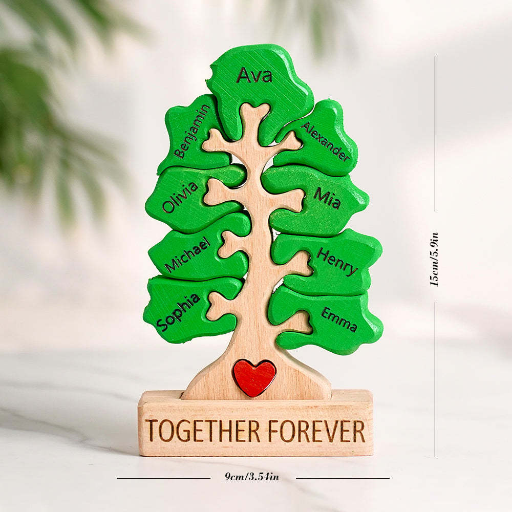 Wooden Family Tree Puzzle Custom Names Home Decor House Warming Gifts	 - myphotowallet
