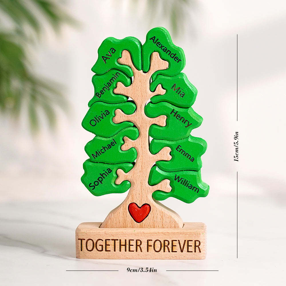 Wooden Family Tree Puzzle Custom Names Home Decor House Warming Gifts	 - myphotowallet