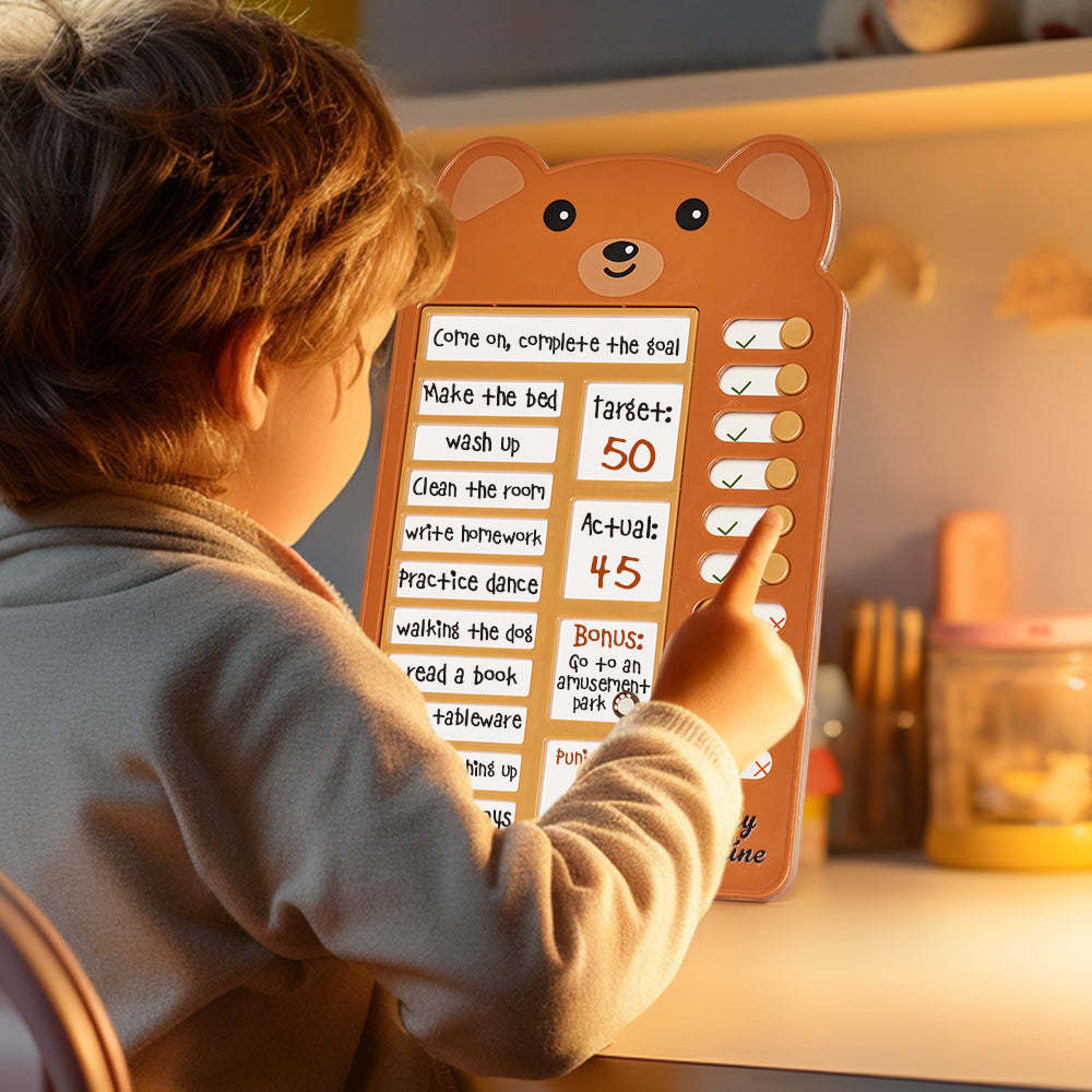 Custom Text and Photo Bear Daily Routine Chart Gifts for Children - Myphotowallet