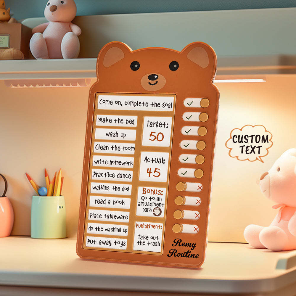 Custom Text and Photo Bear Daily Routine Chart Gifts for Children - Myphotowallet