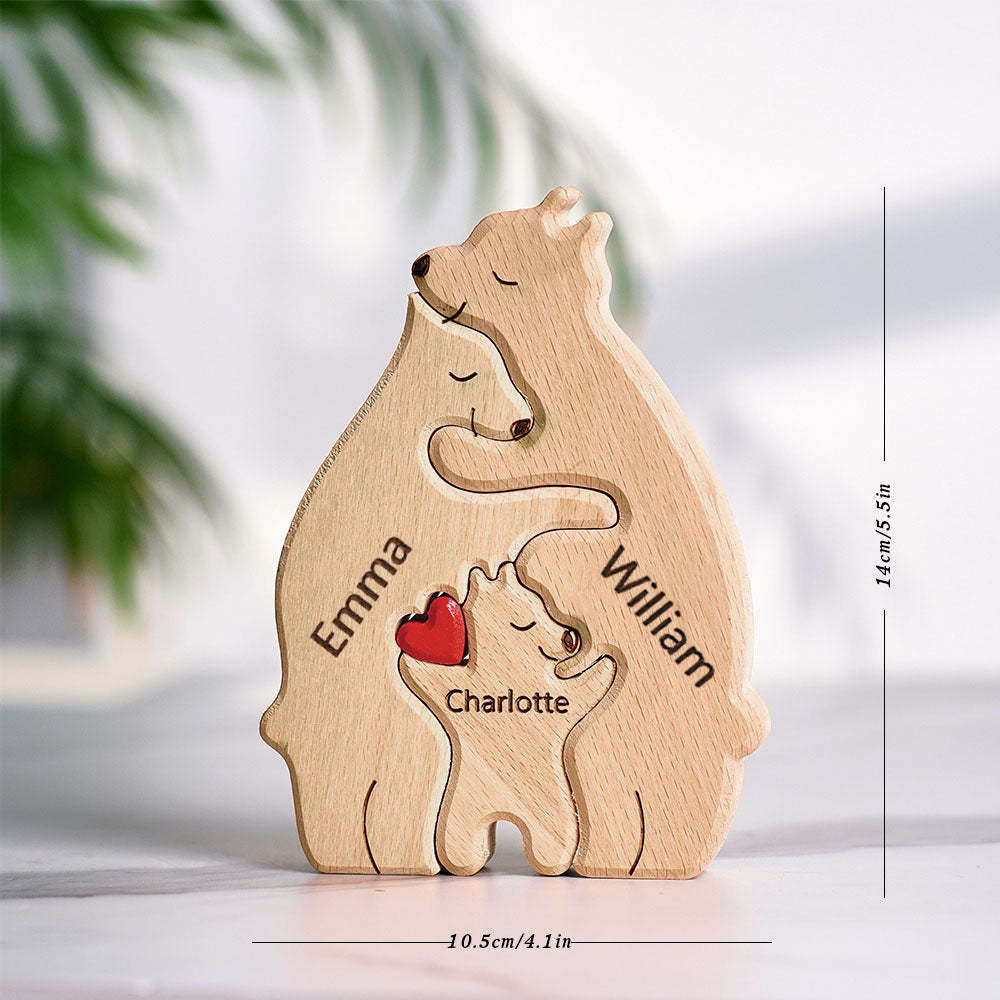 Personalised Wooden Puzzle Bears Family Custom Names Puzzle Home Decor Gifts	 - myphotowallet