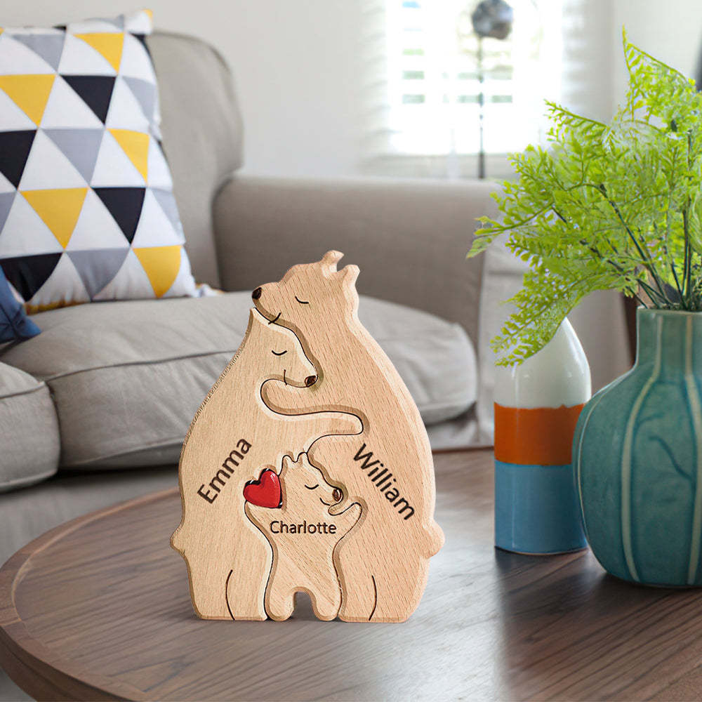 Custom Wooden Bears Family Customized Names Puzzle Home Decor - myphotowallet