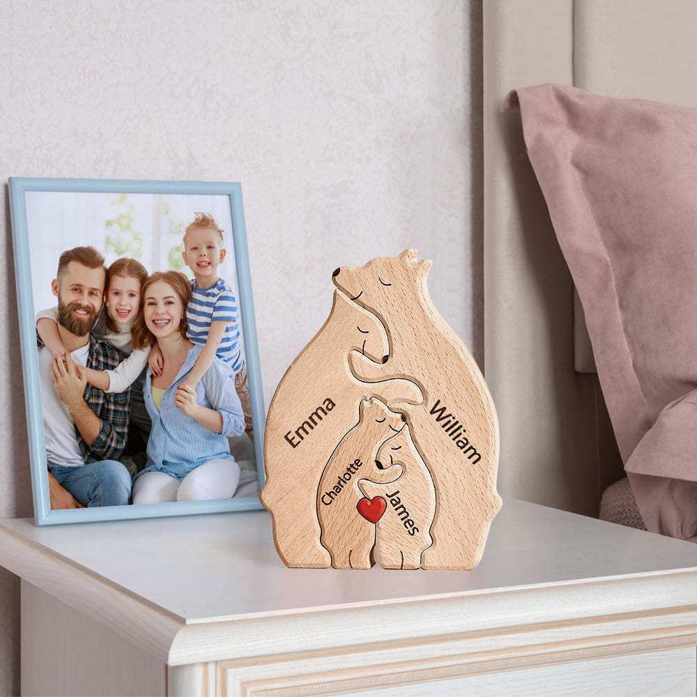 Custom Wooden Bears Family Customized Names Puzzle Home Decor - myphotowallet