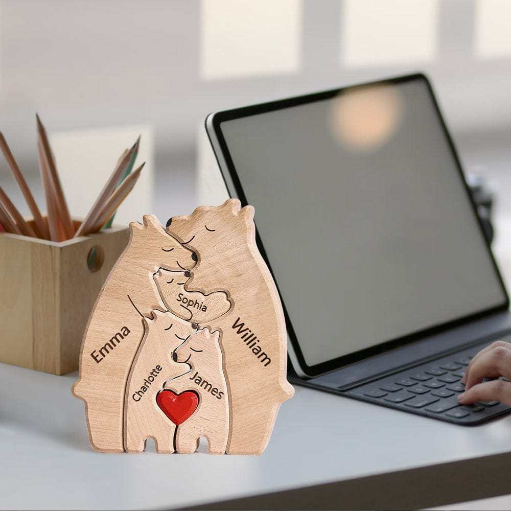 Wooden Puzzle Bears Puzzle Custom Family Names Puzzle Gifts for Kids - NameNecklace - myphotowallet