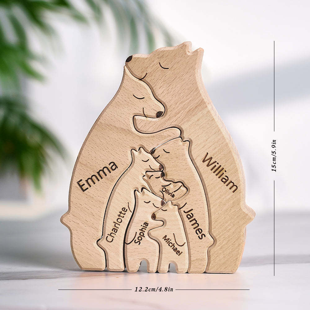 Personalised Wooden Puzzle Bears Family Custom Names Puzzle Home Decor Gifts	 - myphotowallet